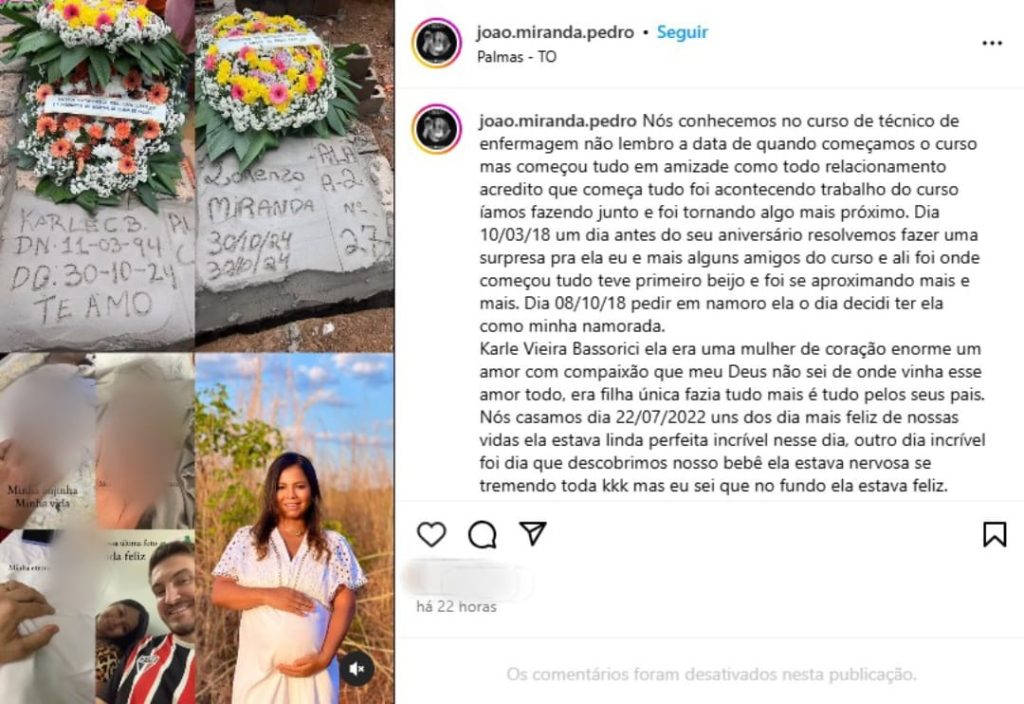Marido posta homenagem e se despede da esposa e filho que morreram após parto: ‘Minha eterna esposa’
